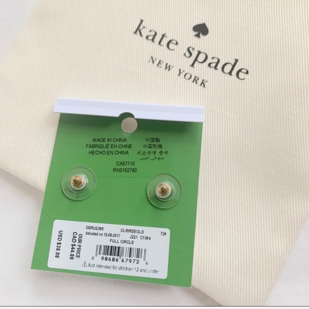 NWT Kate Spade CZ circle rose gold tone earrings - Picture 5 of 5